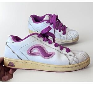 Vintage Adio Pink Magenta & White Lace Up Chunky Sneakers Skate shoes Size 8